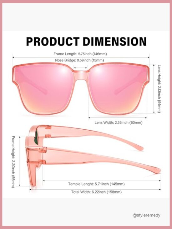 Polarized Fit Over Glasses Sunglasses, UV400 Protection, Square Frame main image 5
